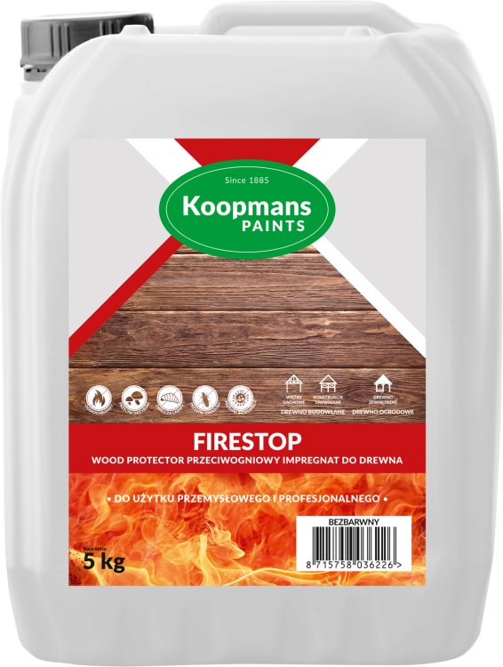 Koopmans Firestop Wood Protector przeciwogniowy impregnat do drewna.png