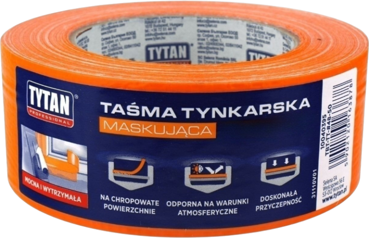 Tytan Professional Taśma tynkarska maskująca Pomarańczowa 50m.png