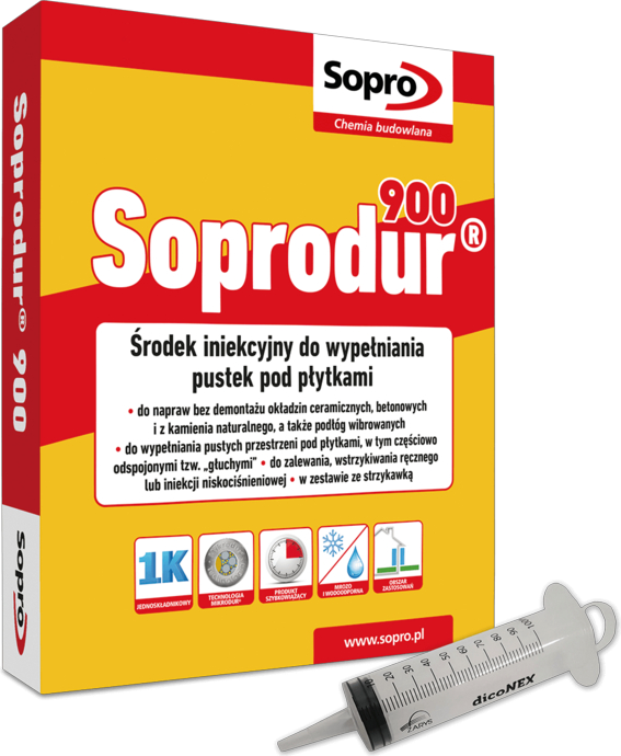 Sopro Środek iniekcyjny do wypełniania pustek pod płytkami Soprodur 900 0,5kg.png