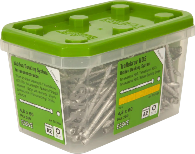Essve Wkręt tarasowy HDS do ukrytej instalacji A2 4,8x60 opakowanie.png