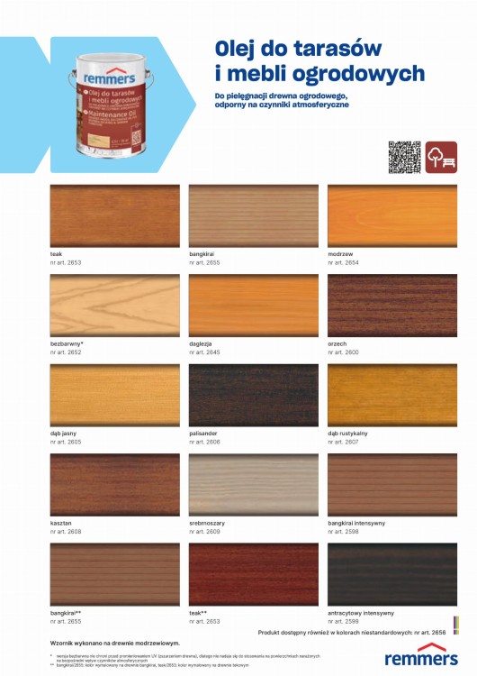 Wzornik kolorów - Remmers Olej do tarasów i mebli ogrodowych.jpg